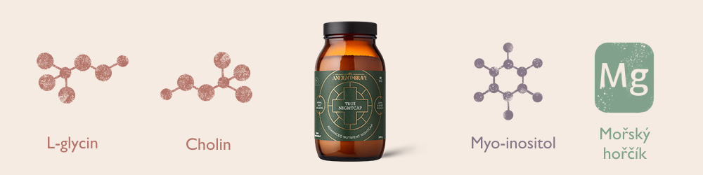 True Nightcap 180g s l-glycinem, cholinem, myo-inositolem a morřským hořčíkem