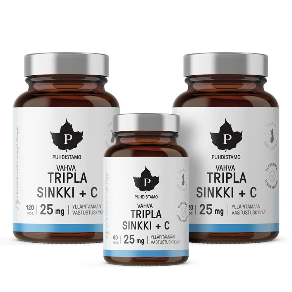 Triple Zinc 25mg + Vitamin C 2 x 120 kapslí + 60 kapslí ZDARMA